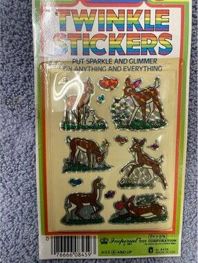NOS Vintage 80s Prismatic Twinkle Stickers Reindeer’s Sparkle Glimmer Imperial